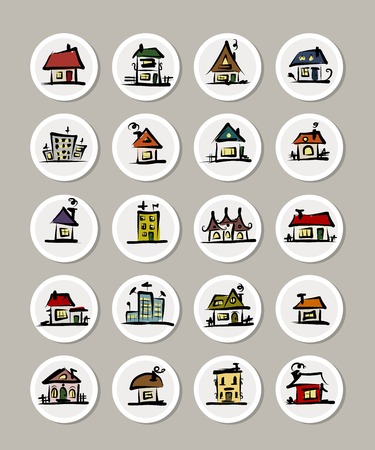 Set of icons with houses for your designのイラスト素材