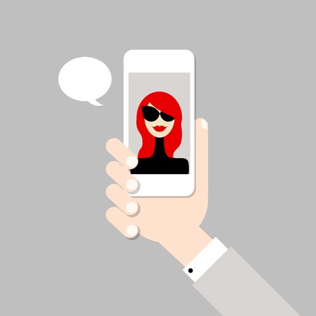 Hand with mobile phoneのイラスト素材