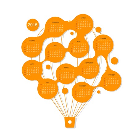 Calendar grid 2015,  Air balloon for your designのイラスト素材