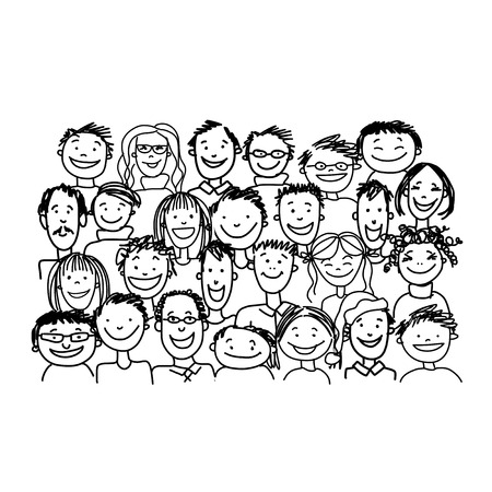 Group of people, sketch for your designのイラスト素材
