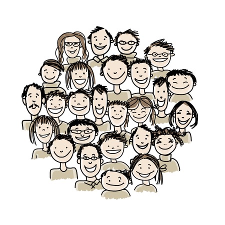 Group of people, sketch for your designのイラスト素材