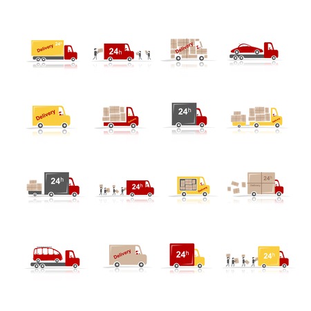 Delivery, set of 16 cars for your designのイラスト素材
