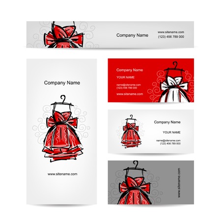 Business cards design, red dressのイラスト素材