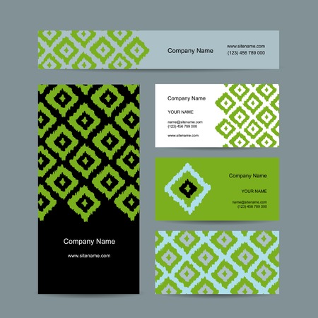 Business cards design, geometric fabric patternのイラスト素材