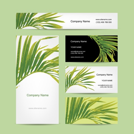 Business cards design, tropical leafのイラスト素材
