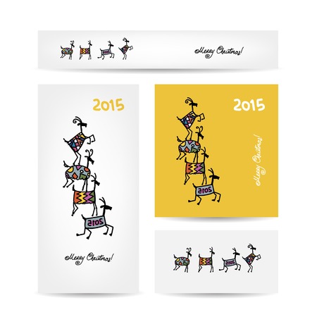Funny goats. Christmas cards design.のイラスト素材