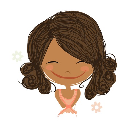 Cute girl smiling, sketch for your designのイラスト素材