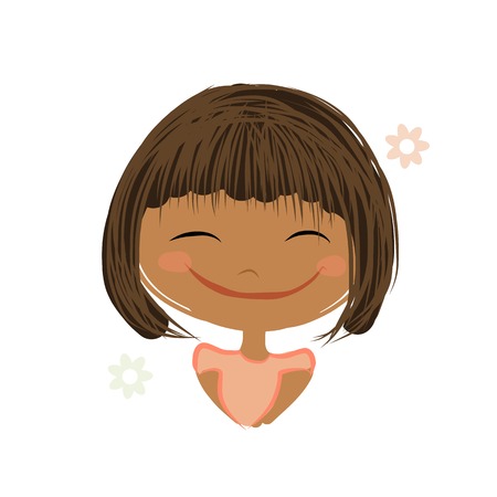 Cute girl smiling, sketch for your designのイラスト素材