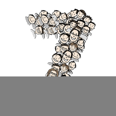 Number seven, people crowd, vector alphabet designのイラスト素材
