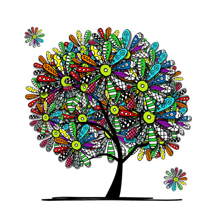 Colorful floral tree for your design. Vector illustrationのイラスト素材