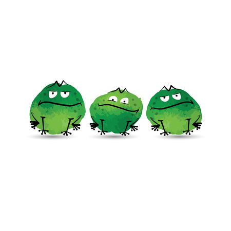 Funny frogs. Watercolor sketch for your design. Vector illustrationのイラスト素材