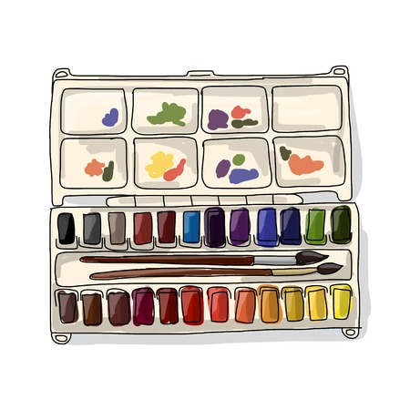 Paints watercolor, sketch for your design. Vector illustrationのイラスト素材