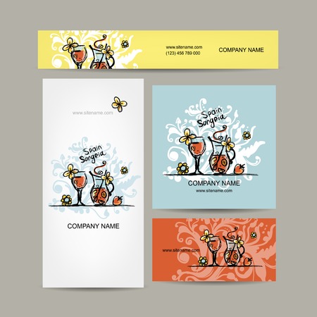 Sangria, spanish drink. Business cards design. Vector illustrationのイラスト素材
