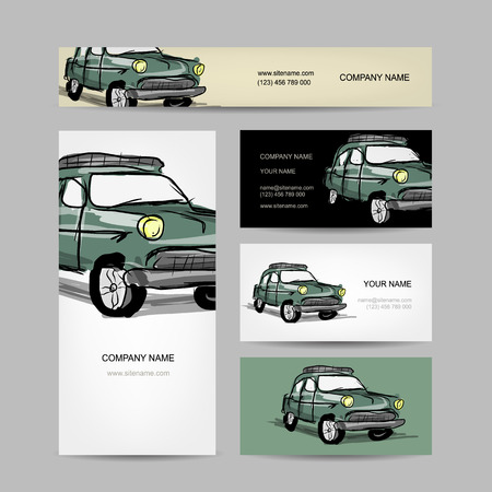 Business cards design, retro car. Vector illustrationのイラスト素材