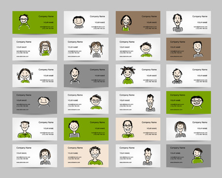 Business cards with people icons, sketch for your design. Vector illustrationのイラスト素材