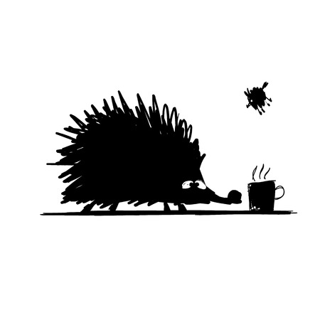 Funny hedgehog, sketch for your design. Vector illustrationのイラスト素材