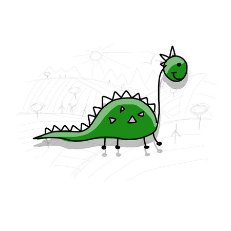 Dinosaur, funny sketch for your design. Vector illustrationのイラスト素材
