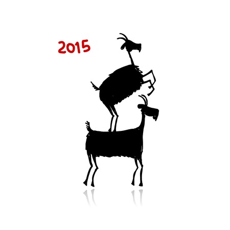 Funny goat. Symbol of 2015 new year. Vector illustrationのイラスト素材