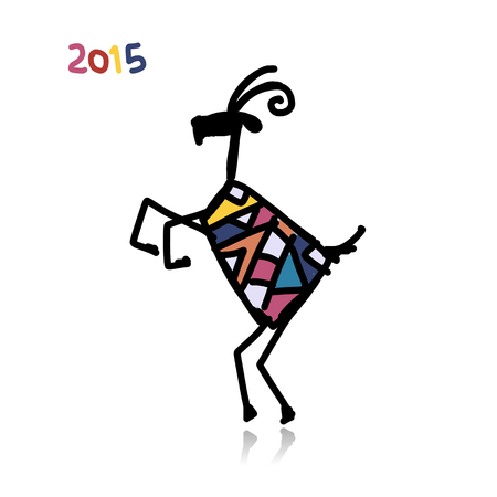 Funny goat. Symbol of 2015 new year. Vector illustrationのイラスト素材
