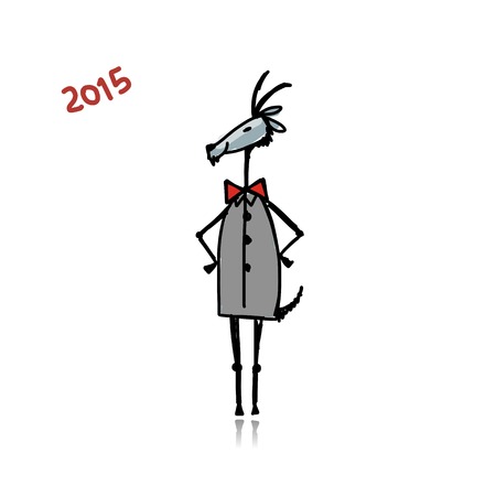 Funny goat. Symbol of 2015 new year. Vector illustrationのイラスト素材