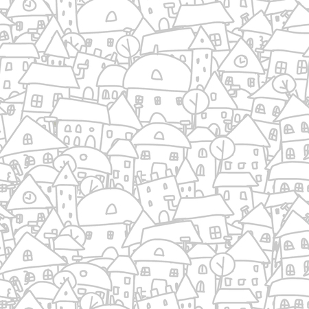 City sketch, seamless pattern for your design. Vector illustrationのイラスト素材