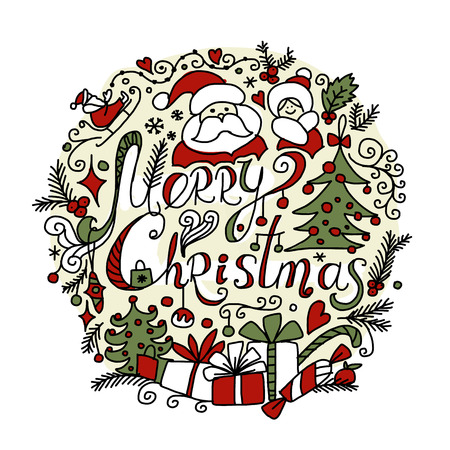 Christmas card, sketch for your design. Vector illustrationのイラスト素材