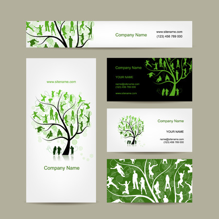 Business cards design, family tree. Vector illustrationのイラスト素材