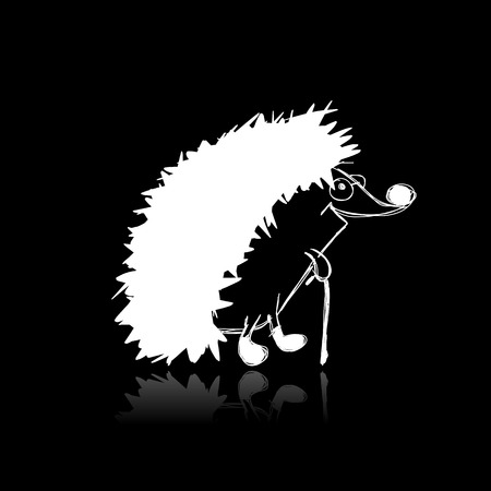 Funny hedgehog, sketch for your design. Vector illustrationのイラスト素材