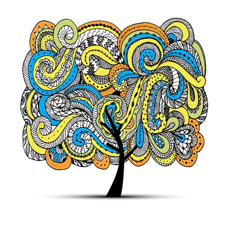 Abstract wavy tree for your design, vector illustrationのイラスト素材