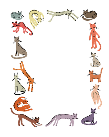 Cute cats, childish style. Sketch for your designのイラスト素材