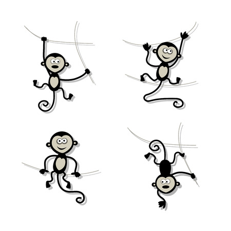 Funny monkey collection for your design. Vector illustrationのイラスト素材