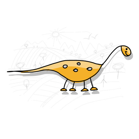 Dinosaur, funny sketch for your design. Vector illustrationのイラスト素材
