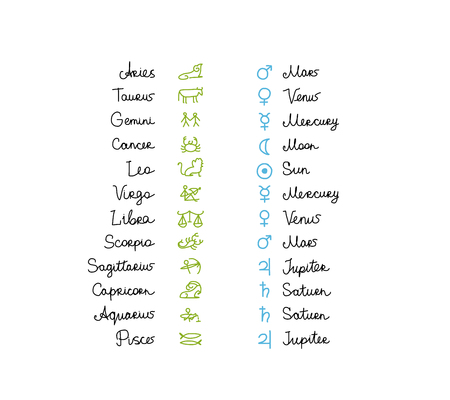 Zodiac signs collection for your design. Vector illustrationのイラスト素材