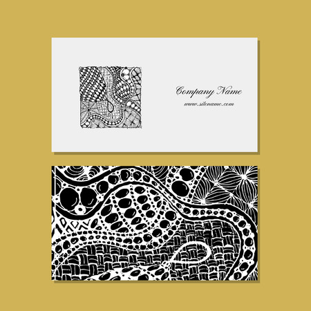 Business card, zentangle ornament design. Vector illustrationのイラスト素材