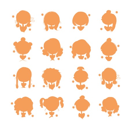 Girl portrait silhouettes, sketch for your design, vector illustrationのイラスト素材