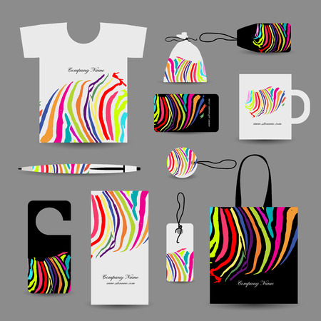 Corporate business cards, colorful zebra print design. Vector illustrationのイラスト素材