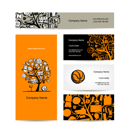 Business cards design, basketball tree concept. Vector illustrationのイラスト素材