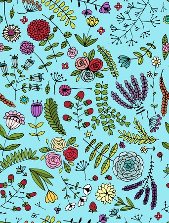 Floral seamless pattern, sketch for your design. Vector illustrationのイラスト素材