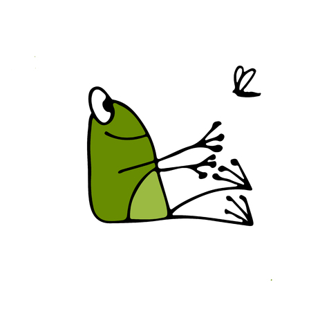 Funny yoga frog, sketch for your design. Vector illustrationのイラスト素材
