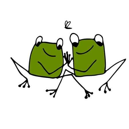 Funny frog, sketch for your design. Vector illustrationのイラスト素材