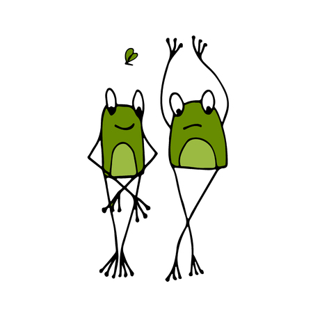 Funny frog, sketch for your design. Vector illustrationのイラスト素材
