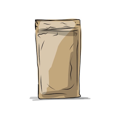 Bag packaging, sketch for your design. Vector illustrationのイラスト素材