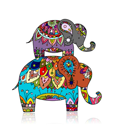 Elephant ornate, sketch for your design. Vector illustrationのイラスト素材