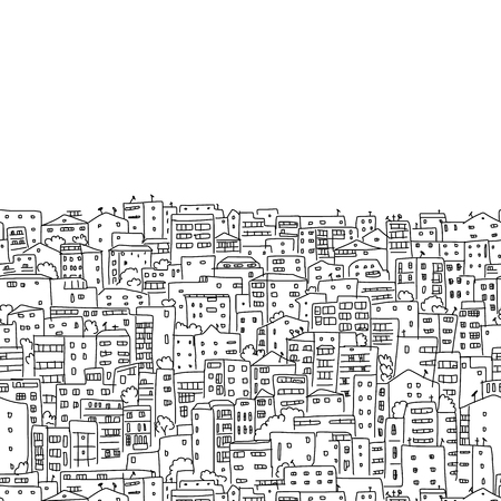 Abstract cityscape background, seamless pattern for your design. Vector illustrationのイラスト素材