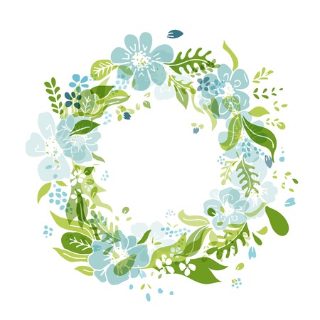 Floral wheath, circle frame for your design. Vector illustrationのイラスト素材
