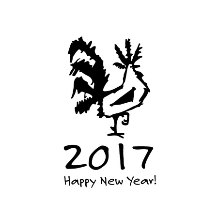 Funny Rooster, symbol of 2017 new year.のイラスト素材