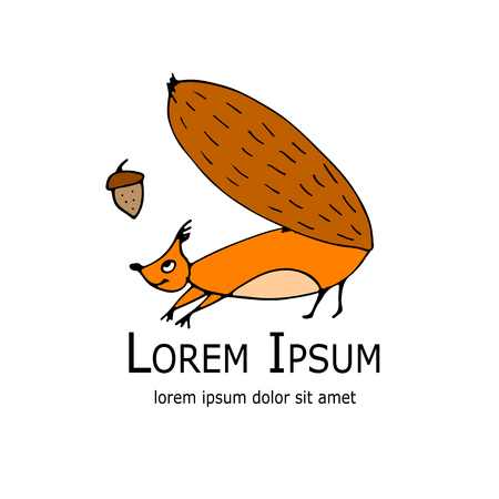 Funny squirrel with nut for your design. Vector illustrationのイラスト素材
