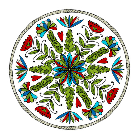 Abstract ethnic round ornamental pattern. Vector illustrationのイラスト素材