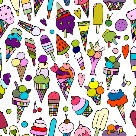 Icecream collection, seamless pattern for your design. Vector illustrationのイラスト素材