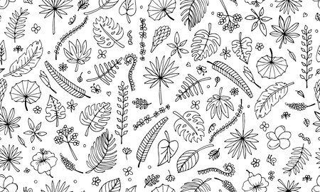 Tropical plants, seamless pattern for your design. Vector illustrationのイラスト素材